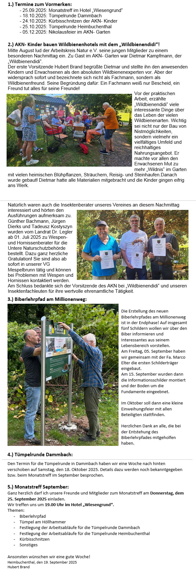 Termine Arbeitskreis Natur
