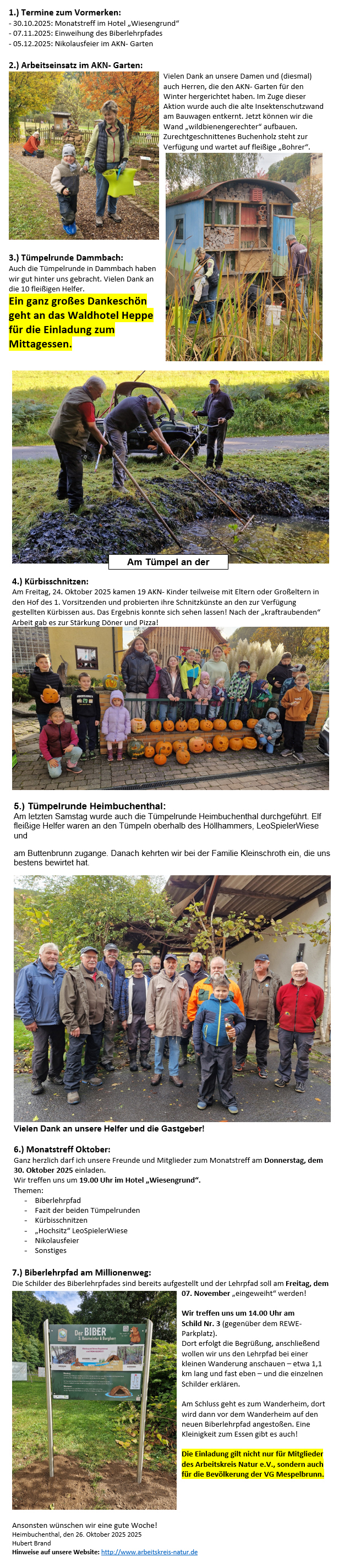 Termine Arbeitskreis Natur